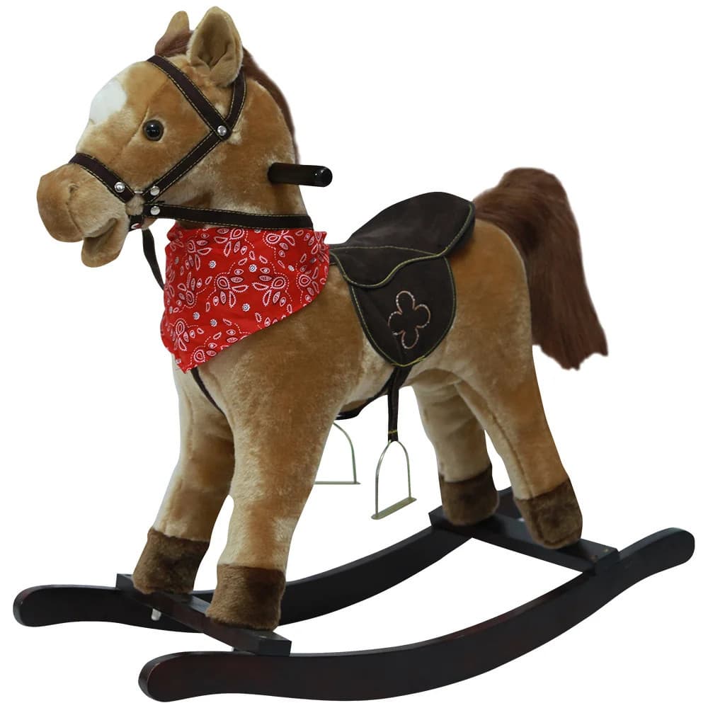 Cavalo De Balanço Infantil Pelúcia E Madeira Premium Suporta Até 50kg Envio Imediato