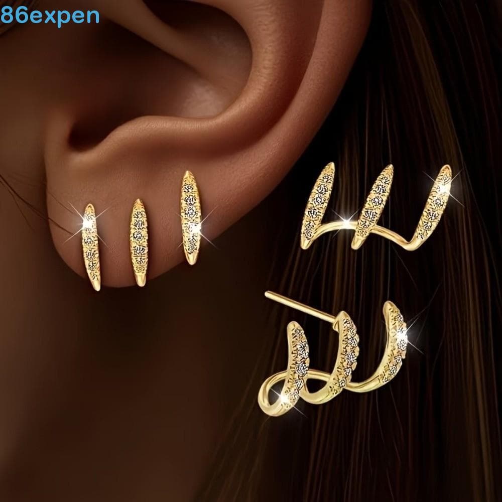 EXPEN1 Brinco De Orelha De Garra De Cristal , Joias Da Moda Com Strass , Brincos Femininos , Luxo Leve