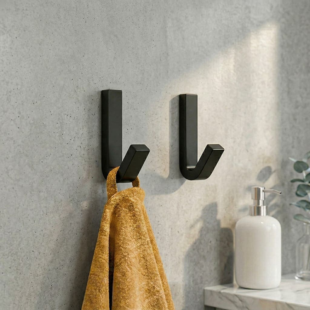 Gancho Grande Resistente  Para Toalha de Rosto e Papel Adesivo 3M Design Moderno Sem Furo