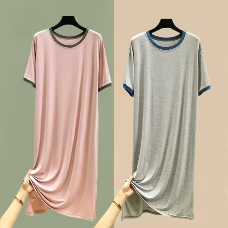 Roupa exterior feminina Modal vestido de manga curta verão tamanho grande solto fino camisola Loungewear All-Match Botto