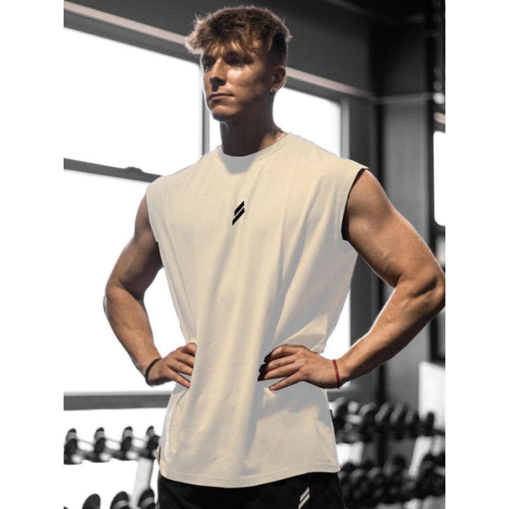 Verão Fitness muscular esportes colete masculino respirável umidade absorvente solto treinamento sem mangas de secagem r
