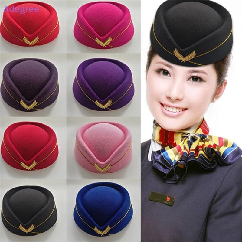Adegree Cosplay Aeromoça Boné Chapéu De Lã Uniforme Fãs De Avião Feminino Palco Realizar Novo