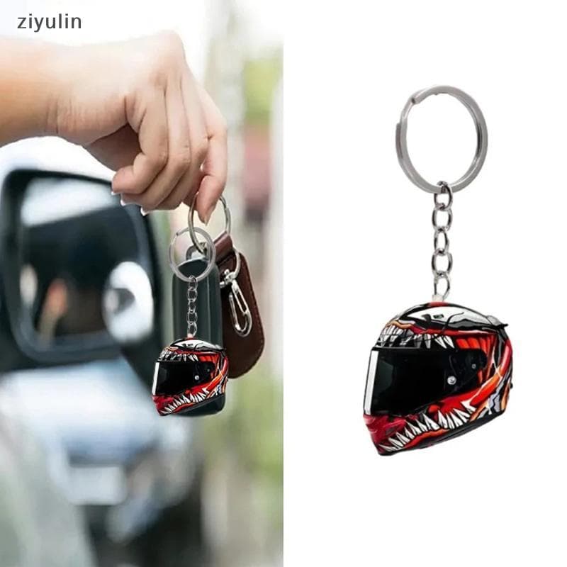 CVC Chaveiro Capacete 2D Flat Fashion Estéreo Capacetes De Motocicleta Segurança Bolsa Automática De Carro Presente Jóia