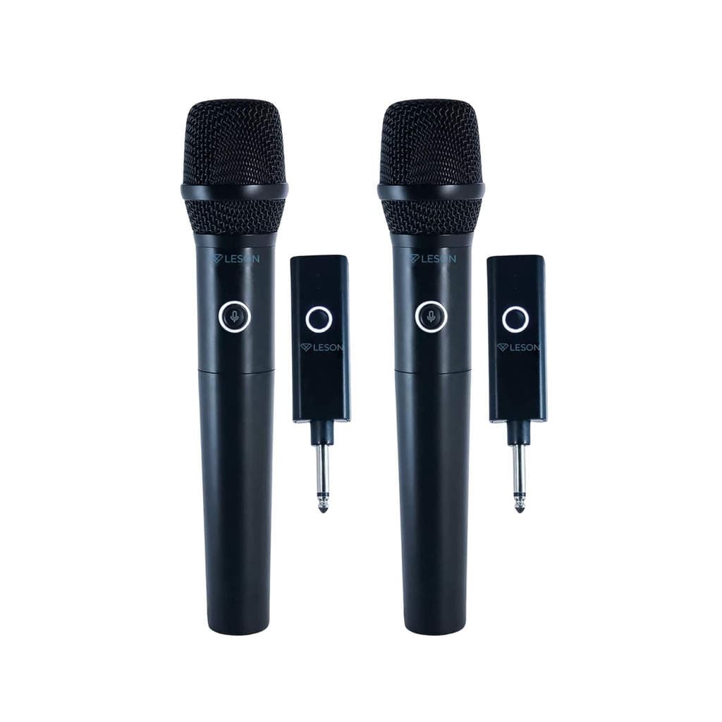 Kit com 2 Microfones Sem Fio Dinâmico AR100 HT na cor Preta Leson