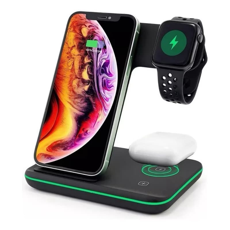 Carregador por Indução 3 em 1 Dobrável Pra iOS
