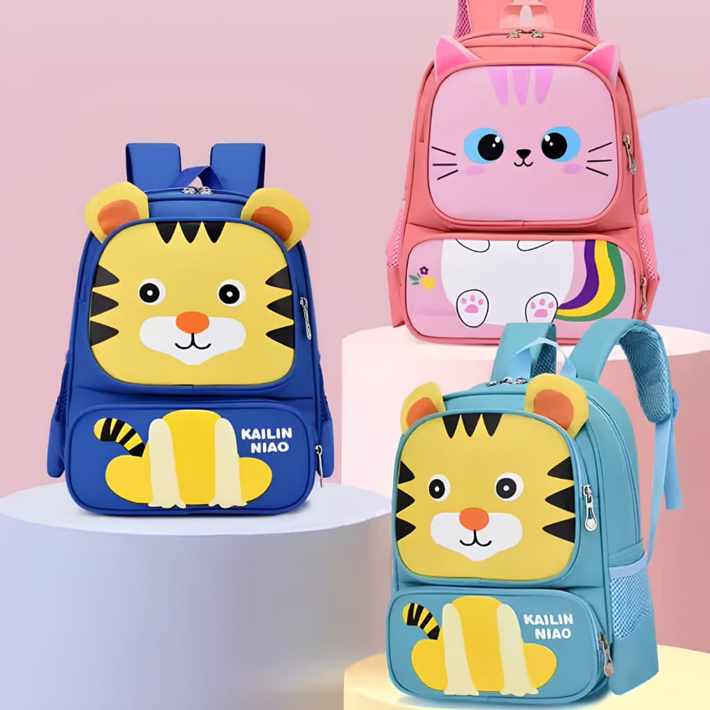 Mochila Infantil Orelhas De Tigrinho Gatinho Estampado Desenho