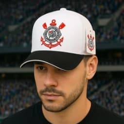 Boné Corinthians Escudo Preto