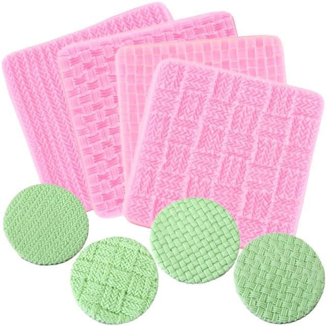 Tricô De Lã Rendas Padrão Fondant Moldes De Silicone Malha Impressão Textura Pad Template De Decoração Do Bolo Ferrament