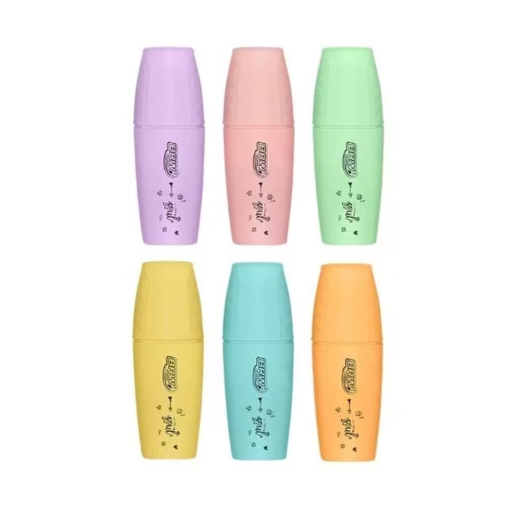 Marca Texto cor Pastel Mini - BRW - KIT com 6 cores