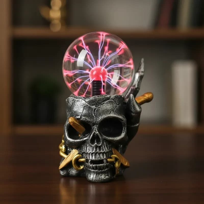 Globo De Plasma Mão Caveira Dragão Bola Cristal Iluminação Decorativa Resina Luminária tomada Skull