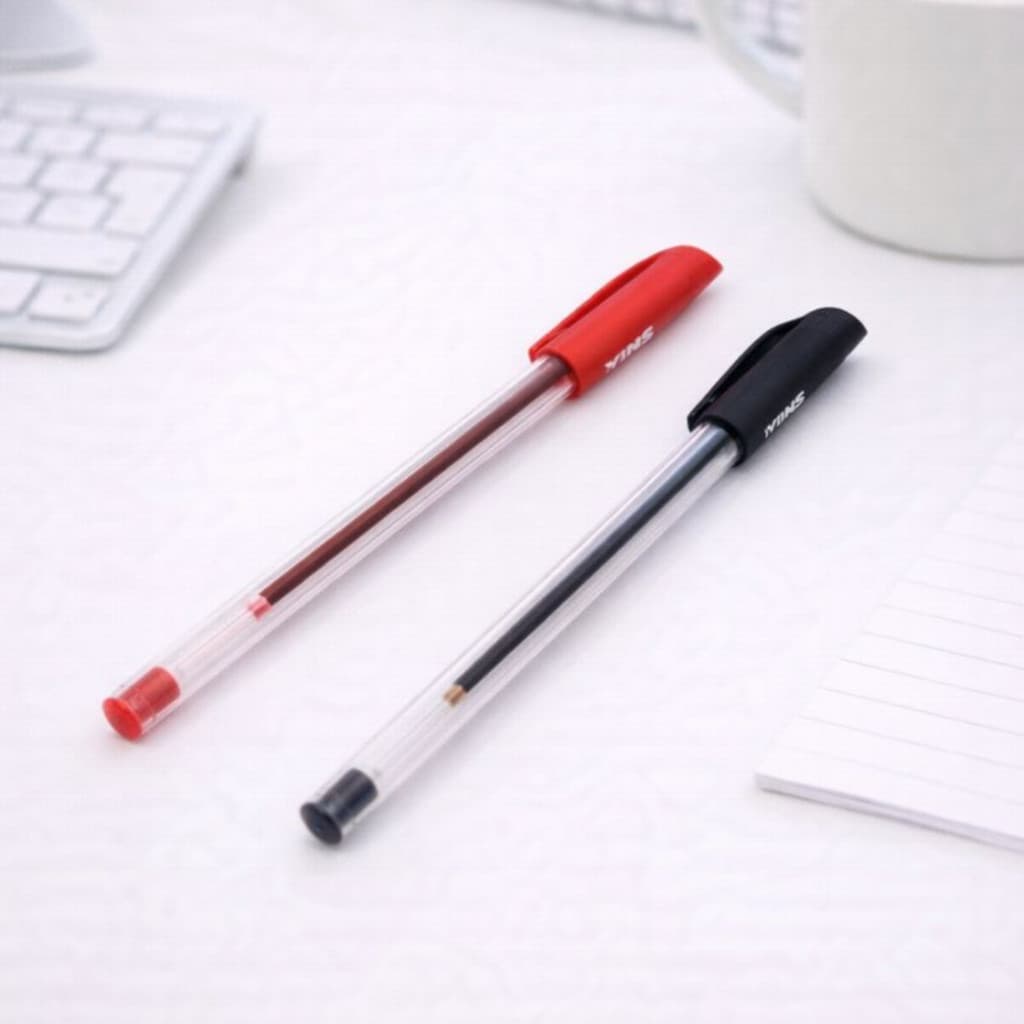 Kit 2 Caneta Preta e Vermelha Escrita Suave Escolar Escritório