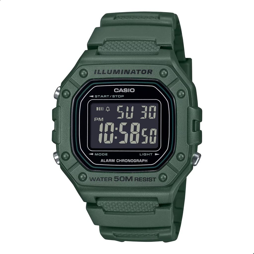 Relógio Masculino Casio Esportivo Analógico A Prova D'água W-218H-3BVDF Original Verde