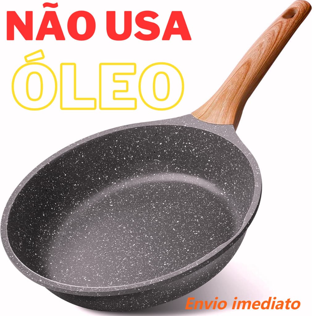 Frigideira 24cm/28cm Antiaderente De Alumínio Revestimento Cerâmico Premium Funda Cabo Madeira Não Gruda CYD