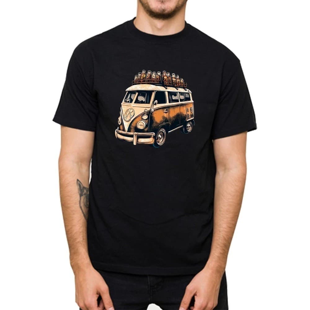 Camiseta Masculina 100% Algodao Estampa Desenho Kombi Manga Curta Blusa Envio Imediato