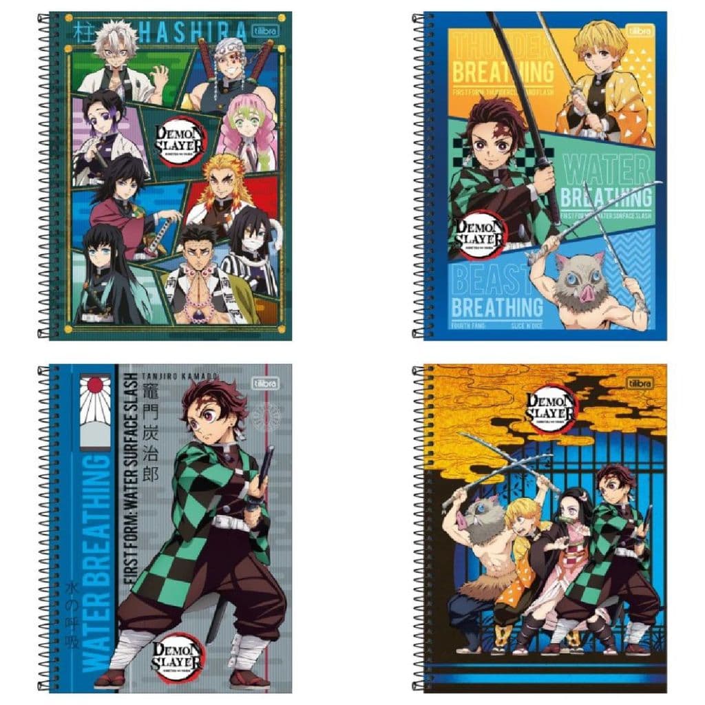 Caderno Tilibra Demon Slayer Espiral Universitário Capa Dura 10 Matérias 160 Folhas