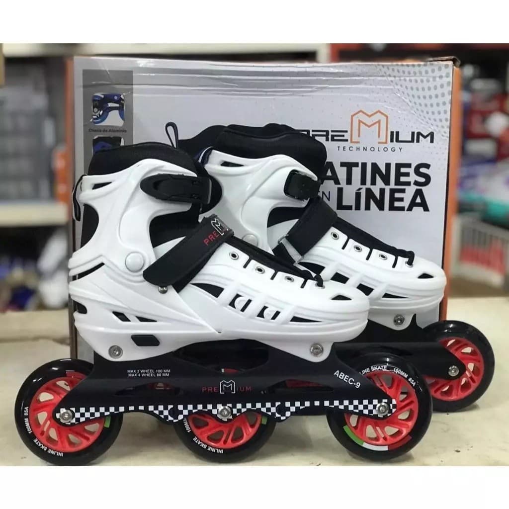 Patins Inline Roller 3 Rodas Reto Ajustavel Profissional 100 MM Rodas Melhora Qulidade Natal