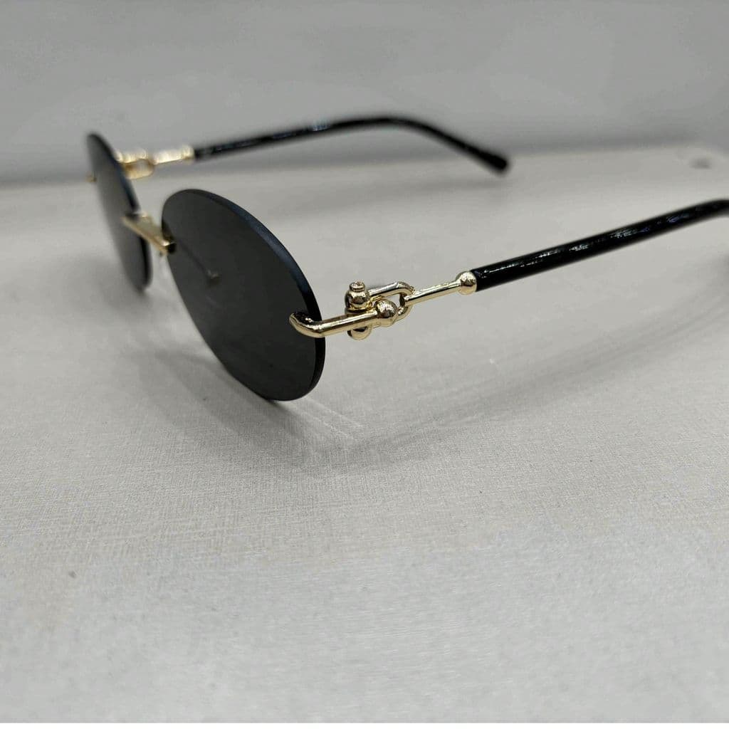 Óculos de sol europeus e americanos retrô ovais sem moldura hip-hop  Casual    Oculos sem aro