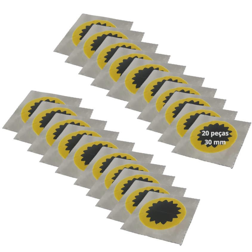Kit 20 Remendos Vipal 30mm Original – Reparo de Câmara de Ar Bike e Moto Original