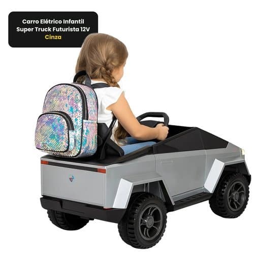 Carro Eletrico Infantil Super Truck Potente 12V Design Futurista Conforto Seguranca Cinza