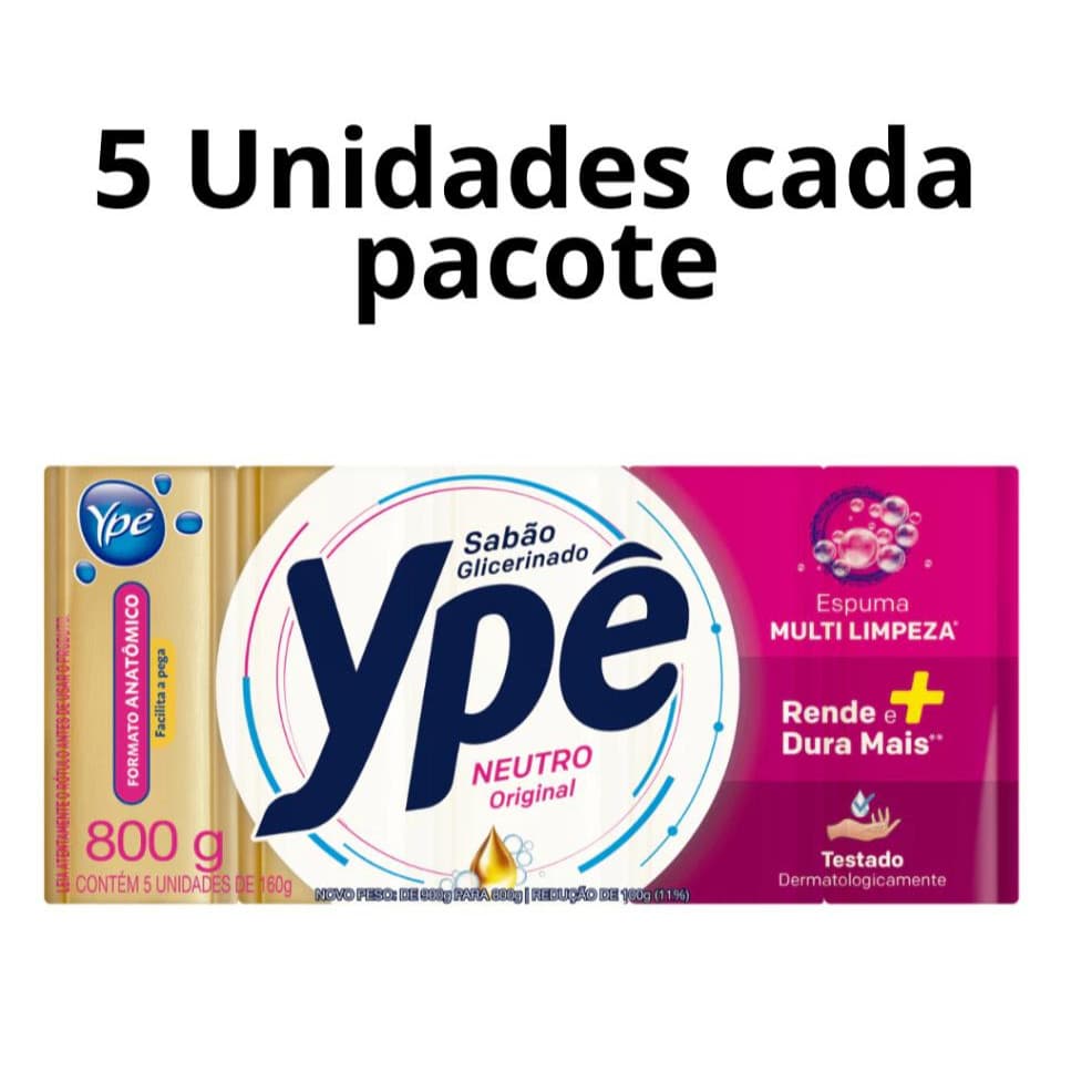 Kit Sabão Glicerinado Neutro ou Lavanda em Barra Ypê 800g