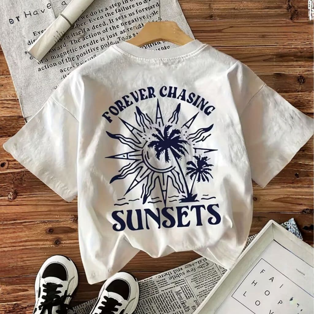 Camiseta Feminina Vintage Praia Retrô Summer Tendência Verão Blusinha Leve e Macia Para Mulheres T-shirt  Moda Casual