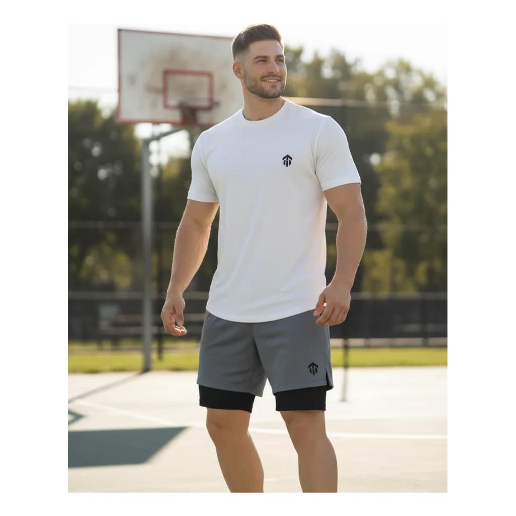 Conjunto Dry Fit Masculino Camiseta + Short 2 Em 1 Treino