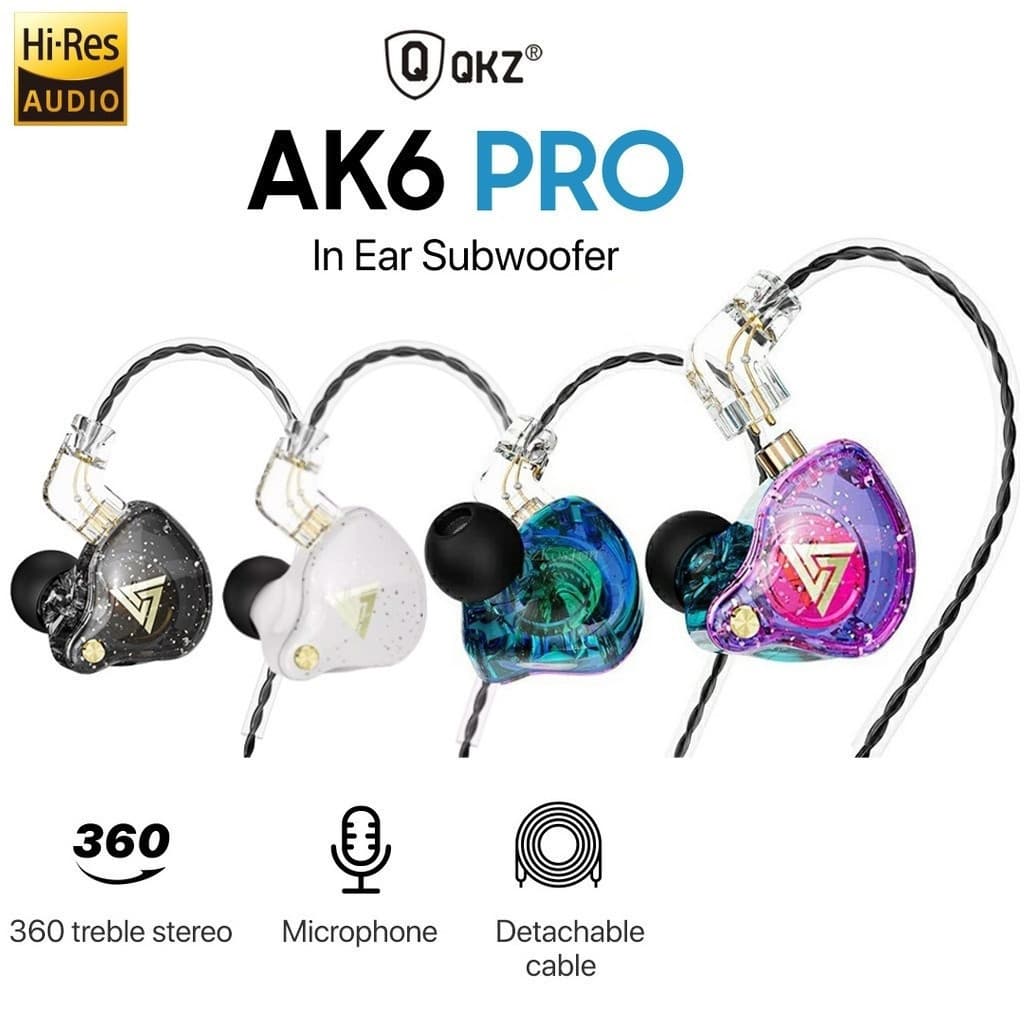 Fones de Ouvido Qkz AK6 PRO HiFi Subwoofer para music aesportiva