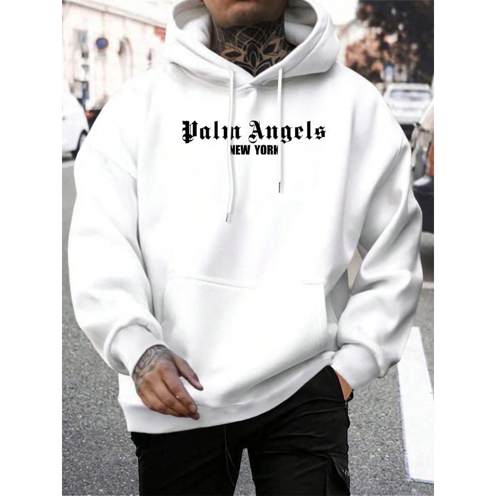 Moletom Canguru Com Capuz Unissex Canguru Palm Angels Masculino Estampada Blusa de Frio Blusa