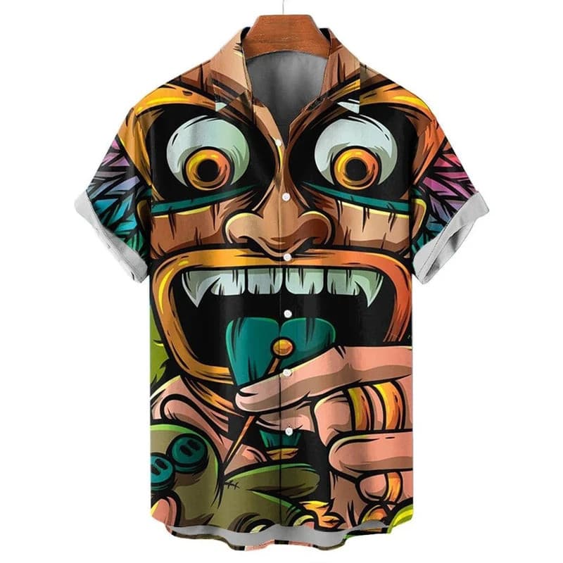 Camisa Havaiana com Estampa de Caveira 3D para Homens, Camisa Casual Oversized, Moda de Rua, Praia, Verão, Blusa Masculi