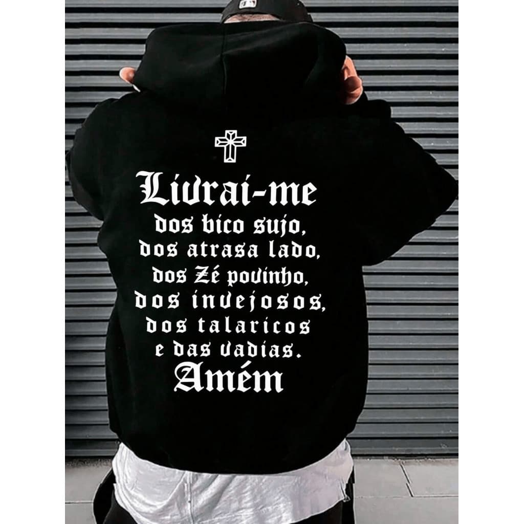 Blusa de Frio Masculino Moletom Racionais Mcs Oração Rap Mano Brown Casaco com Capuz