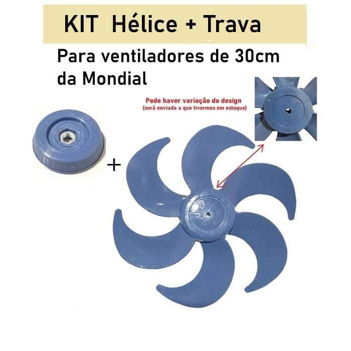 KIT HÉLICE + TRAVA  para Ventilador Mondial 30CM - AZUL