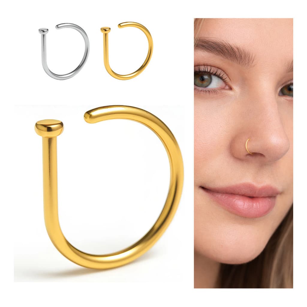 Piercing D Ring Nariz Argola 0,8mm Dourado Prata