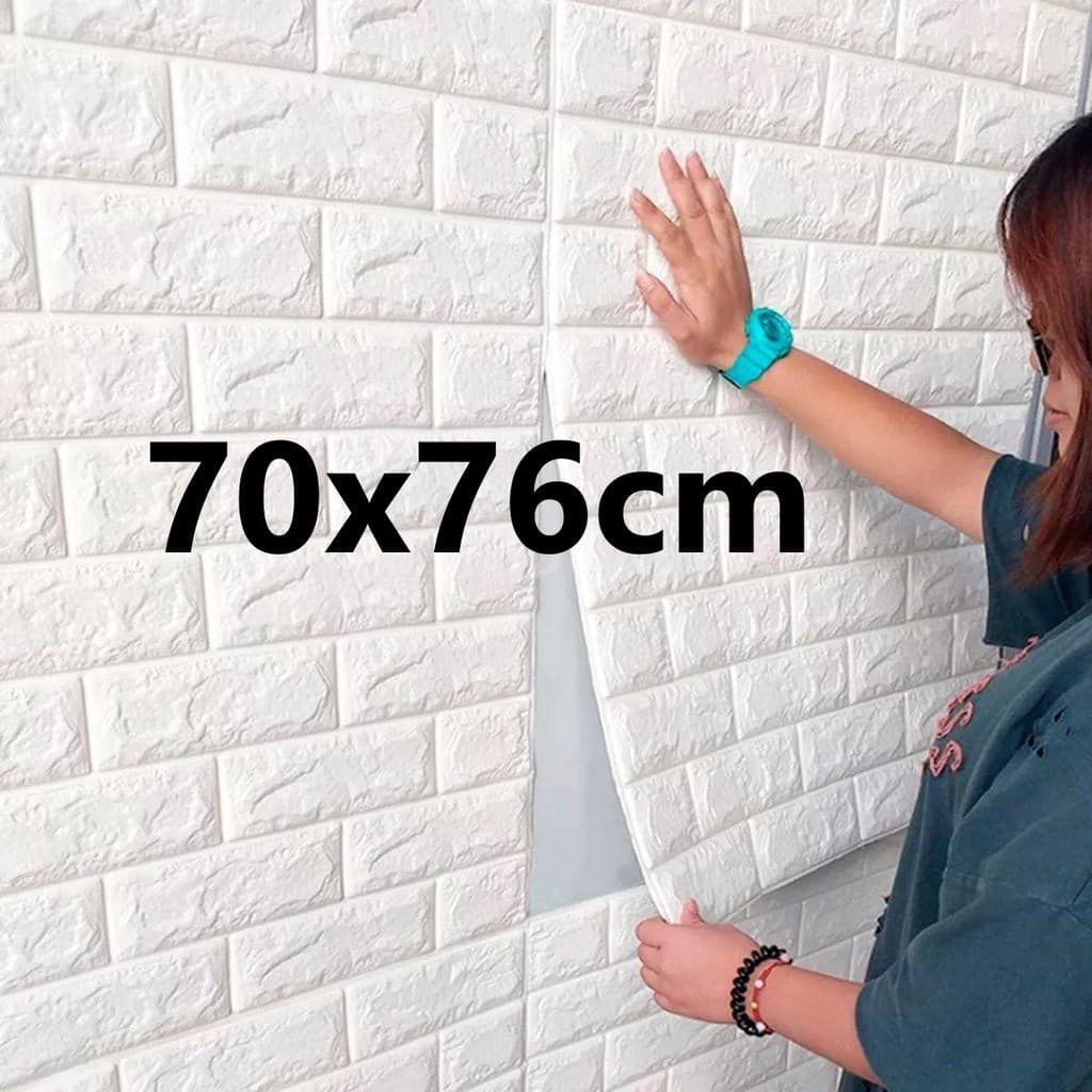 KIT 5 Placas Adesiva TIJOLO BRANCO 3D - 70x77cm