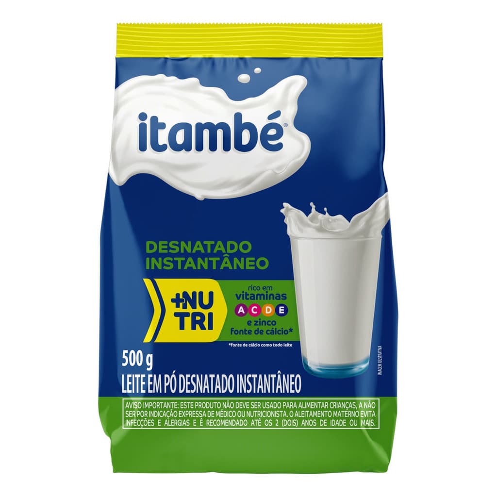 Leite Pó Instantâneo Desnatado Itambé Pacote 500g Embalagem Econômica