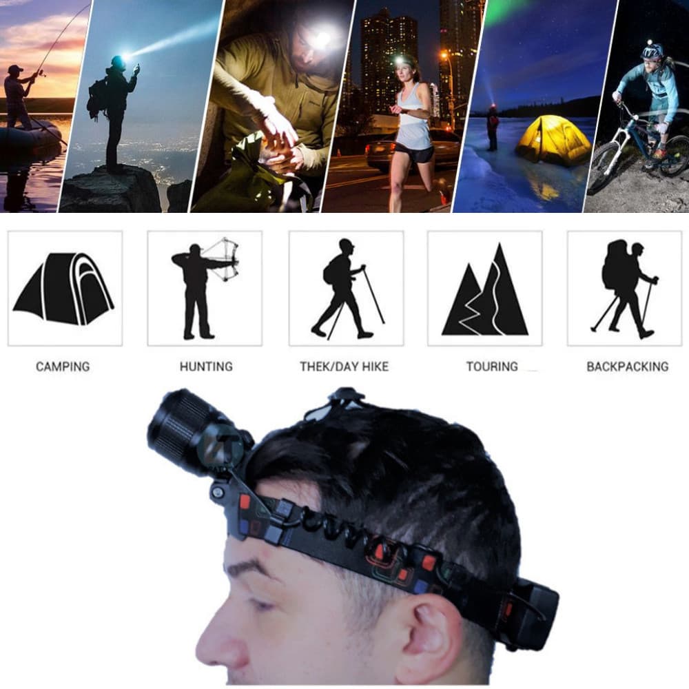 Lanterna De Cabeça USB Luatek Lt-400 BC 3 Led Bike Caça E Pesca bicicleta super forte fita ajustável