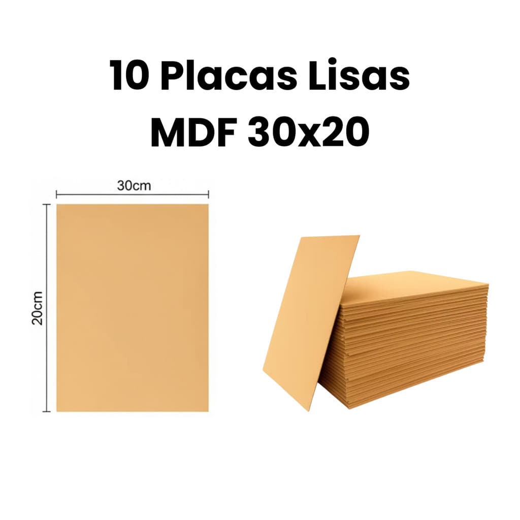 10 Placas MDF 3mm 30x20cm – Base para Artesanato, Laser e Personalização Material Cru MDF Clean Pronto Para Uso