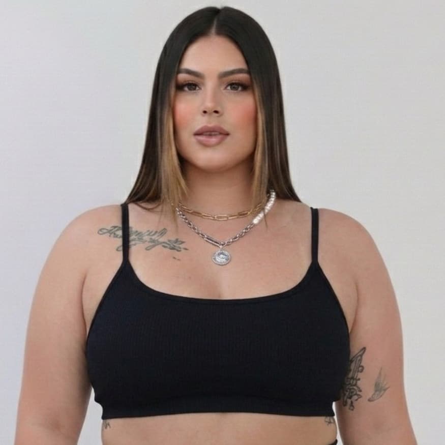 Top Plus Size Academia Forro Duplo Alça Fina Suplex Premium Com Elástico Feminino Fitness