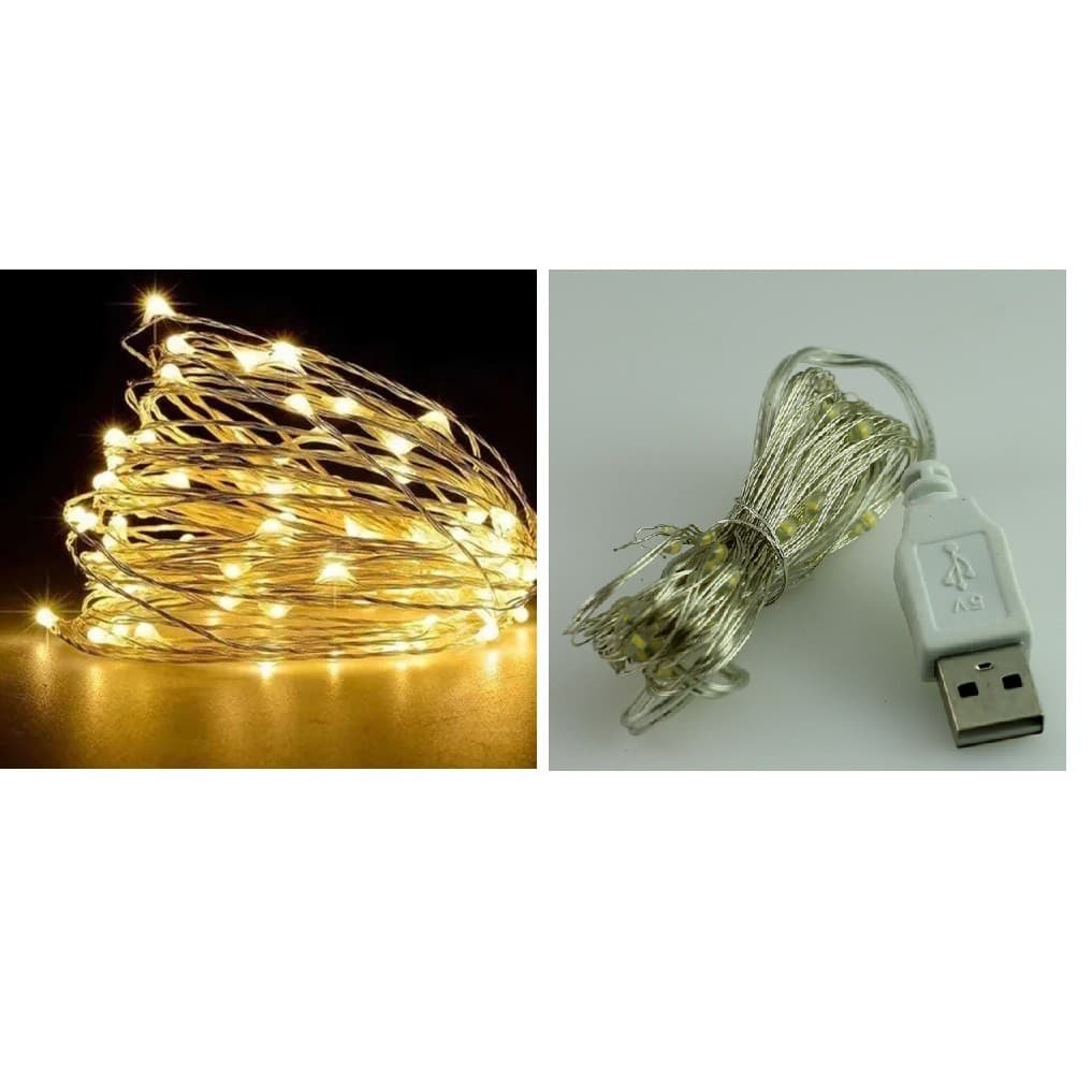 Fio De Fada 5 m-10metros  usb 5v  Decoração Arame Cobre varias cores / Cobre Prata Cordão