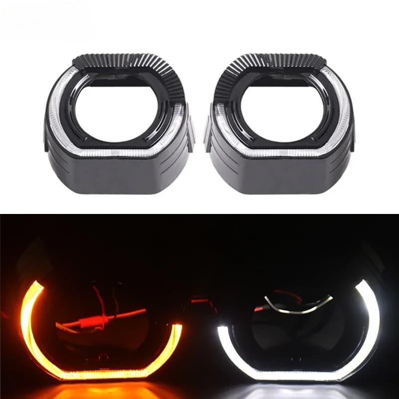 2 Pçs 2.5 Polegada 3 Preto Mortalhas Capa LED Anjo Olhos Para Koito Q5 Hella Bixenon Hid Lente Do Projetor Escudo Farol