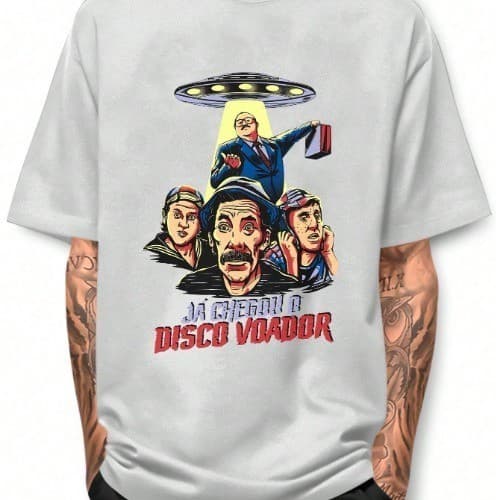 Camiseta Chaves "Já Chegou o Disco Voador" Seriado Antigo Gerações 100% Algodão