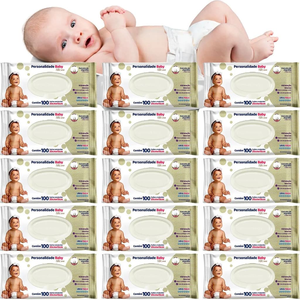 Toalhinha Umedecida Personalidade Com 100 Un. - 12 Pacotes