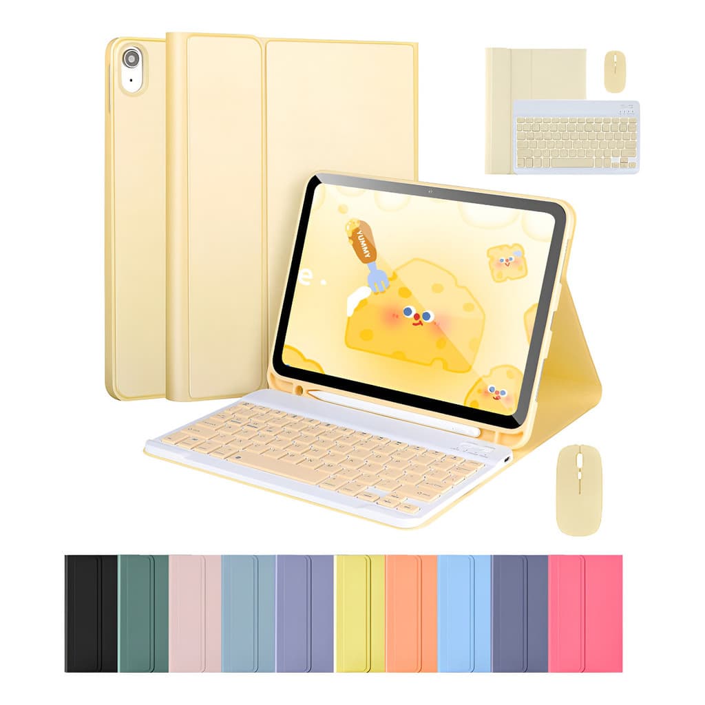 Capa com Teclado e Mouse para Samsung Tab A9 /A9+, S7 /S7+/S7 FE, S8 /S8+, Teclado Bluetooth flip com bandeja de canetas