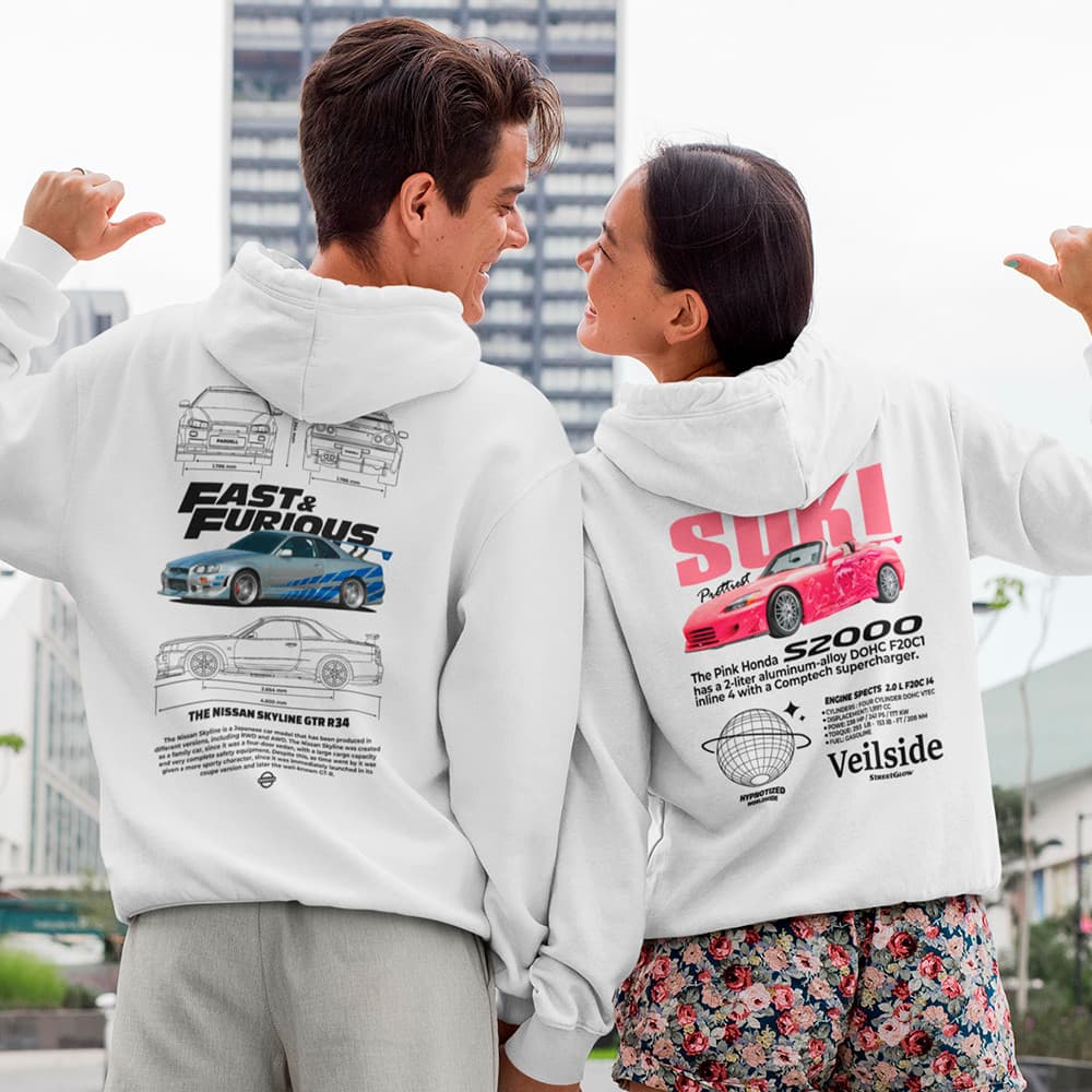 Moletom kit Casal Velozes E Furiosos Brian O'Conner Skyline Suki Honda S2000 Blusa De Frio Algodão