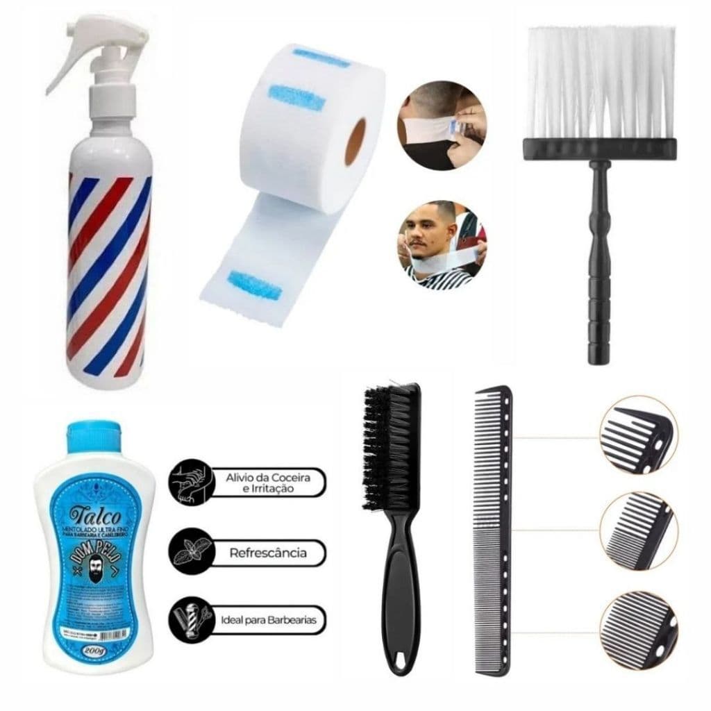 Kit Borrifador Pulverizador + Pente De Carbono + gola + tauco + espanador figaro + escova disfarce top