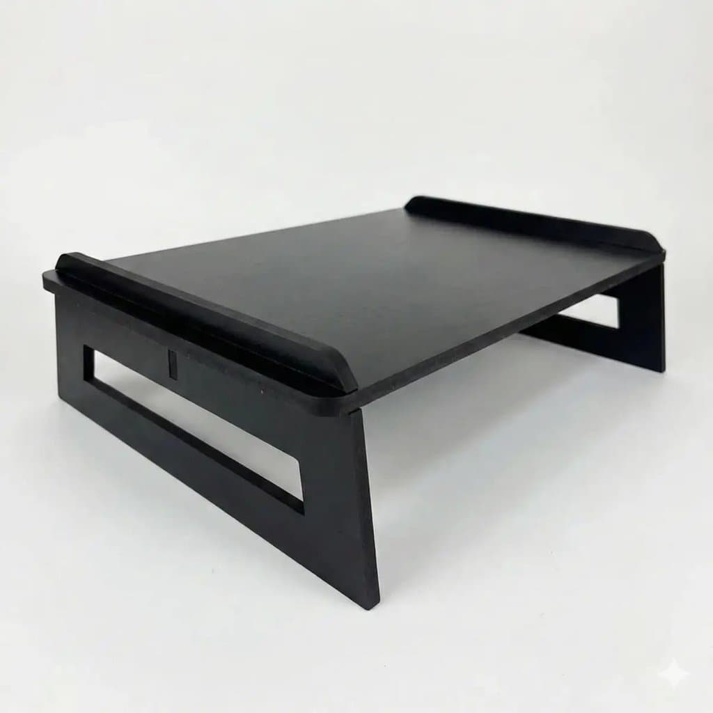 Suporte para Monitor Ergonômico MDF Preto 33cm Base para Monitor Notebook Organizador de Mesa Suporte de Mesa