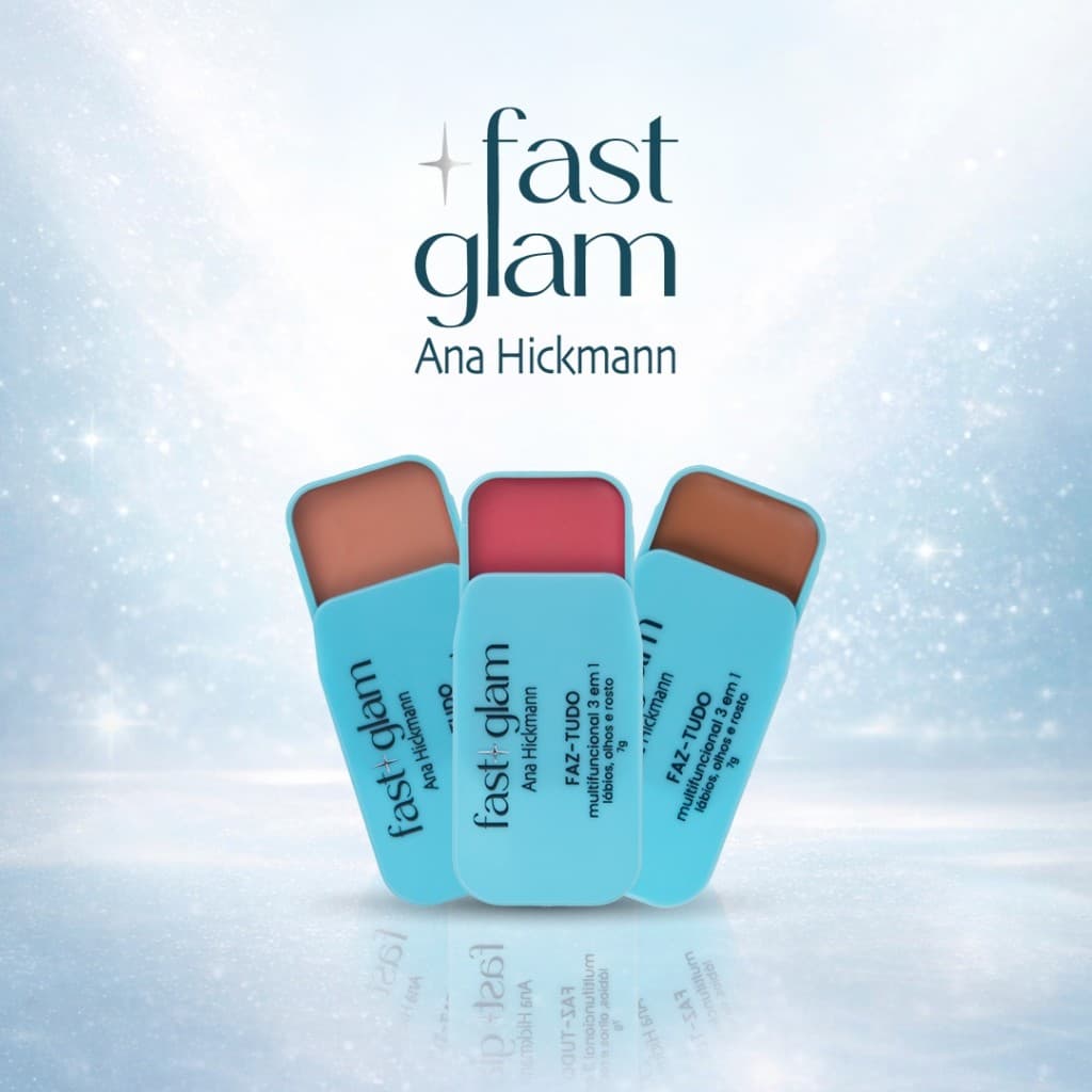 Faz Tudo Multifuncional 3 em 1 Blush Contorno Sombra Batom Fast Glam Ana Hickmann