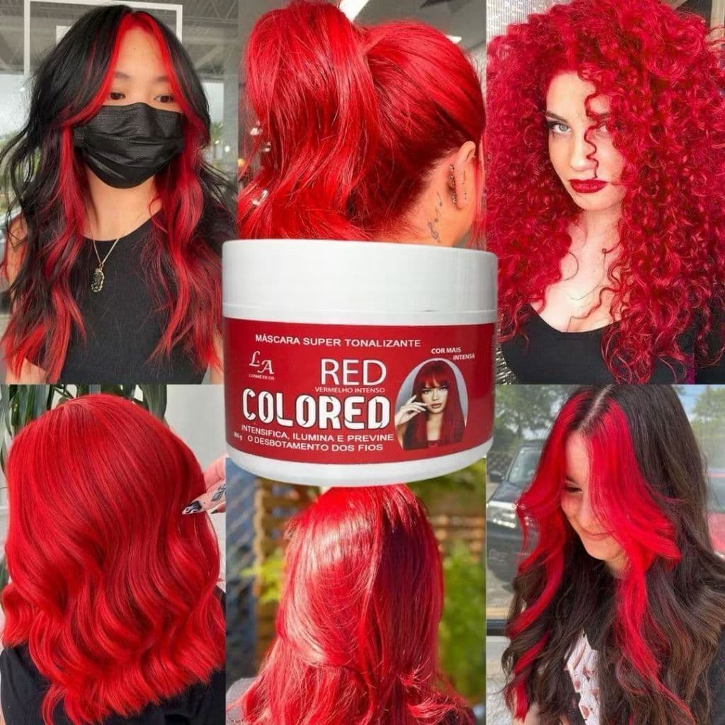 Cabelo Vermelho Vibrando Máscara Tonalizante Sem Amônia 100% Natural La Cosméticos