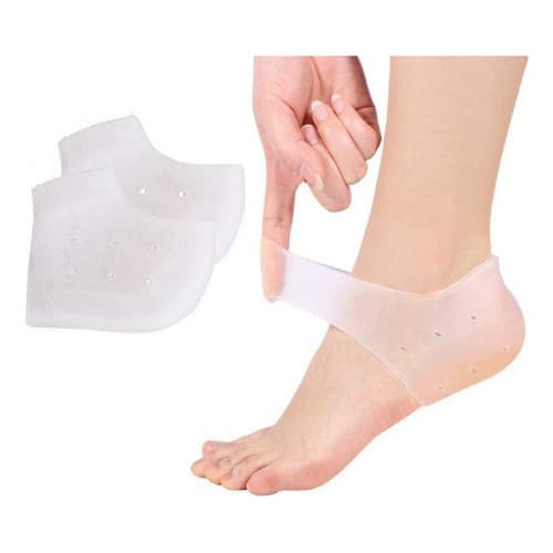 6 Un Meia Palmilha Silicone Gel Calcanhar Esporão Ortopédica Branco