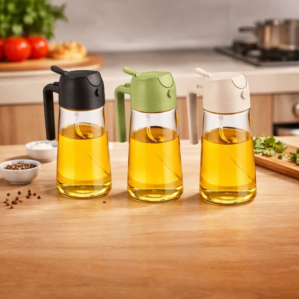 Kit Porta Azeite Oleo e Vinagre Dispenser Pulverizador 2 em 1 450ml