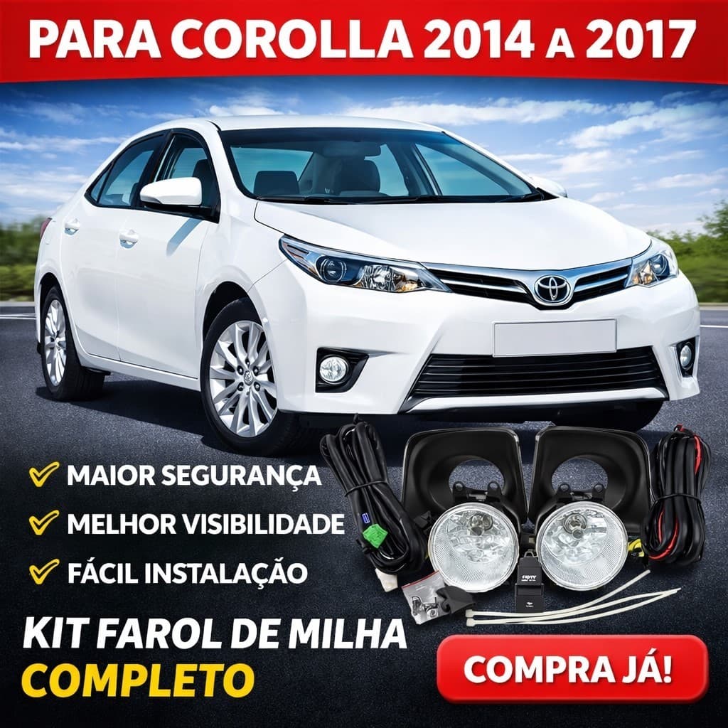 Kit Farol de Milha Completo Corolla 2014 - 2017 Farol de Neblina ZAPOS KFM 603